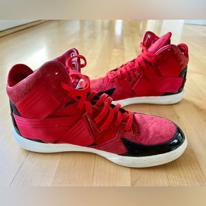 Adidas Men’s Suede Leather Red Black High Top Basketball Shoes Size 10 EUC